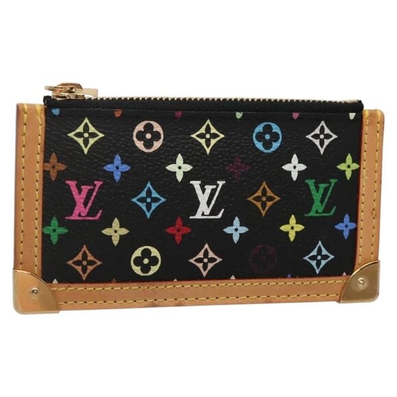 LOUIS VUITTON Multicolor Pochette Cles Coin Purse Black M13664 Auth 140517V - Picture 1 of 16